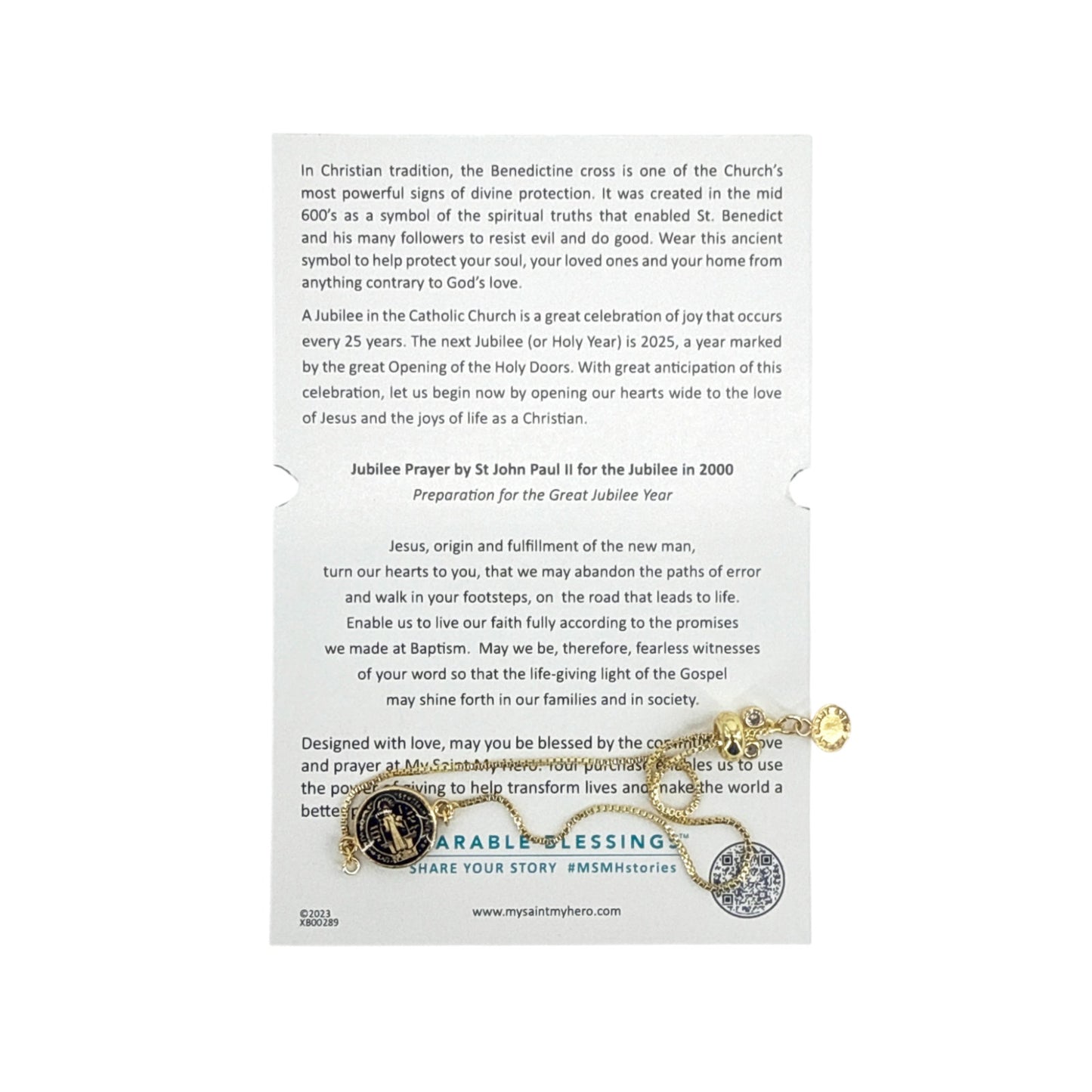 MY SAINT MY HERO Jubilee Benedictine Bracelet in Black & Gold