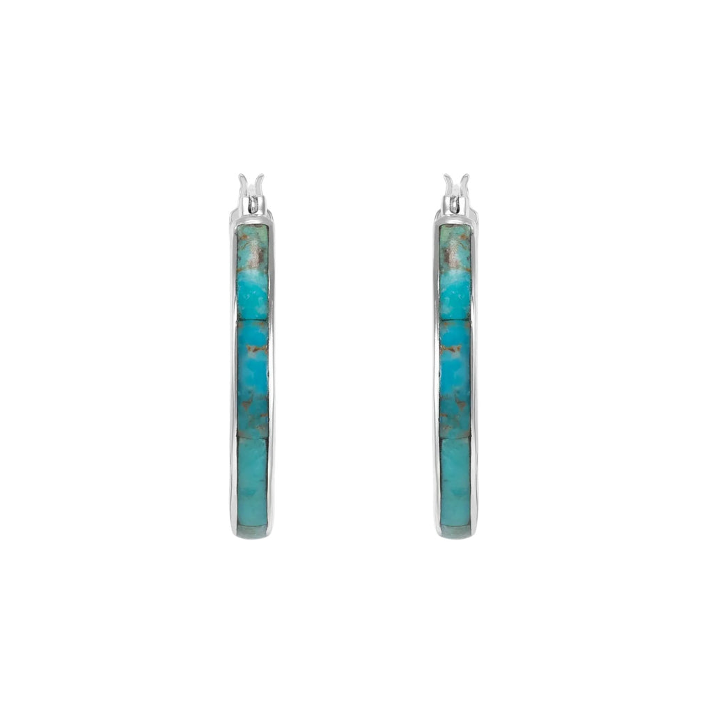 SILPADA Beginner's Luck Silver Compressed Turquoise Hoop Earrings