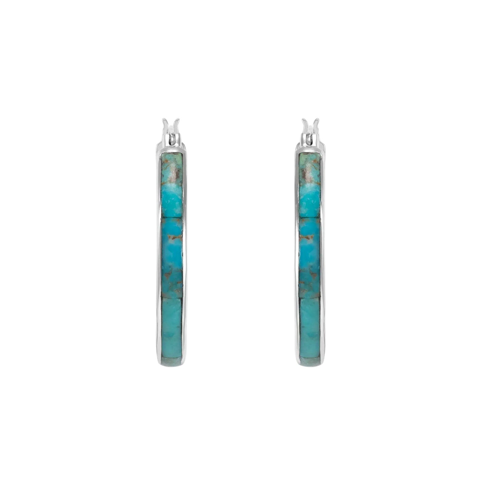 SILPADA Beginner's Luck Silver Compressed Turquoise Hoop Earrings