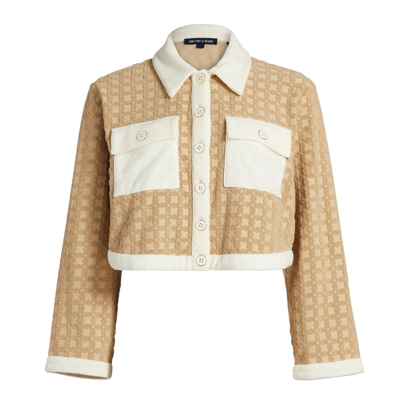 VERONICA BEARD Zariah Cropped Cardigan in Stone Khaki S