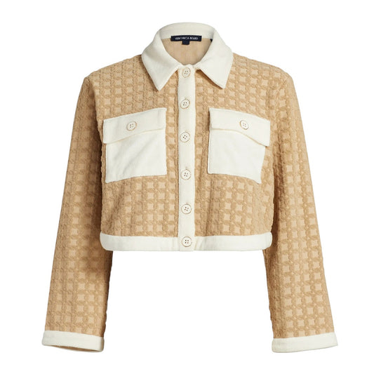 VERONICA BEARD Zariah Cropped Cardigan in Stone Khaki S