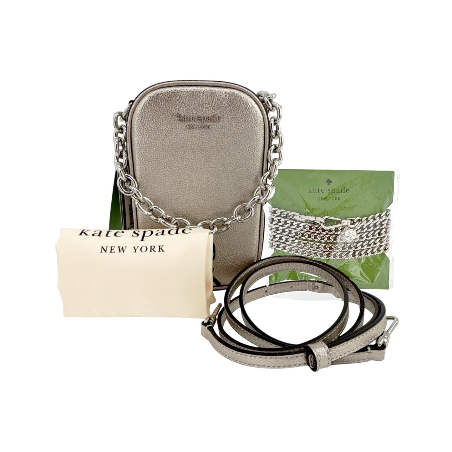 KATE SPADE New York Jolie Metallic Chain Phone Crossbody+Additional Chain Strap