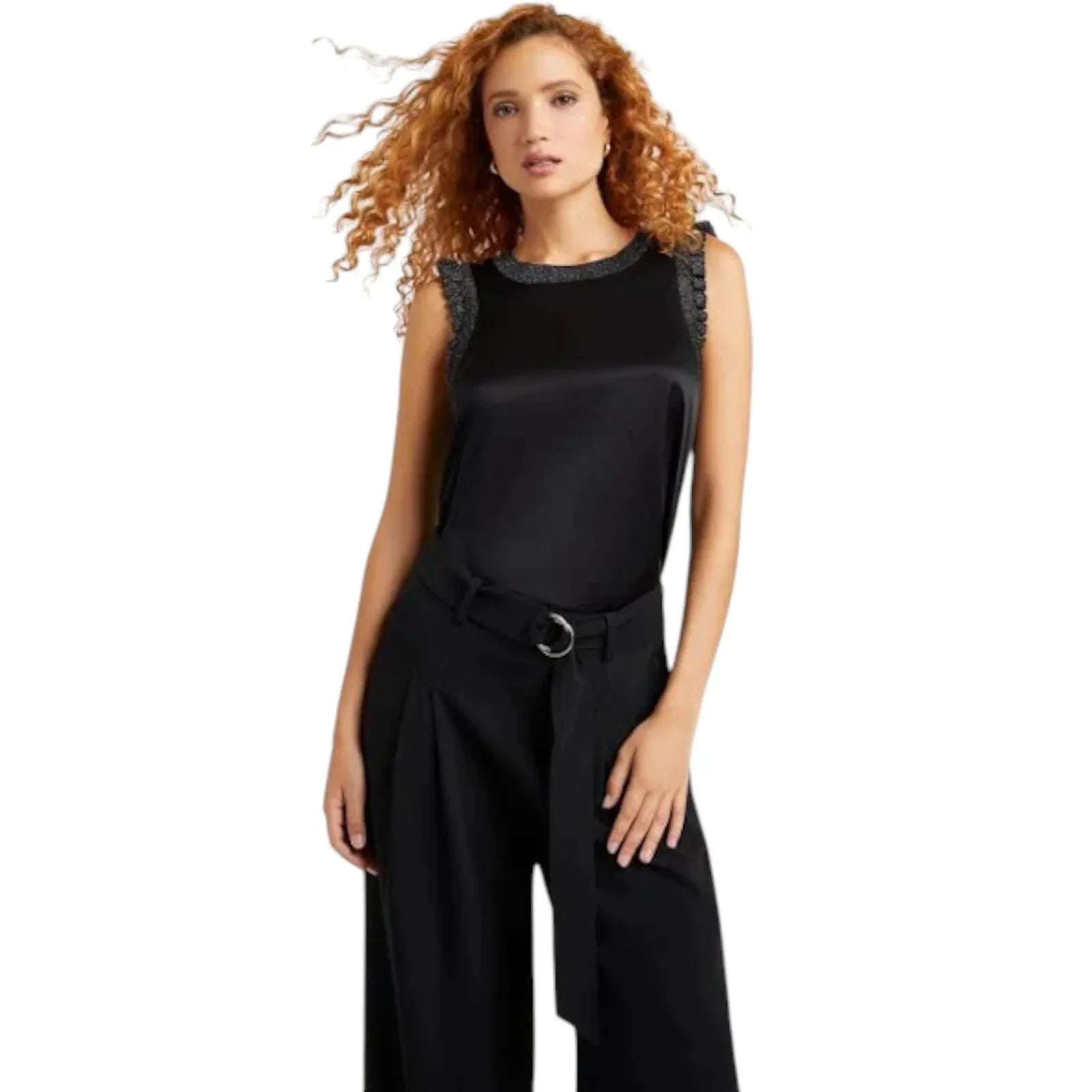 CINQ a SEPT Lurex Lenore Top in Black & Silver M - flyKAMP