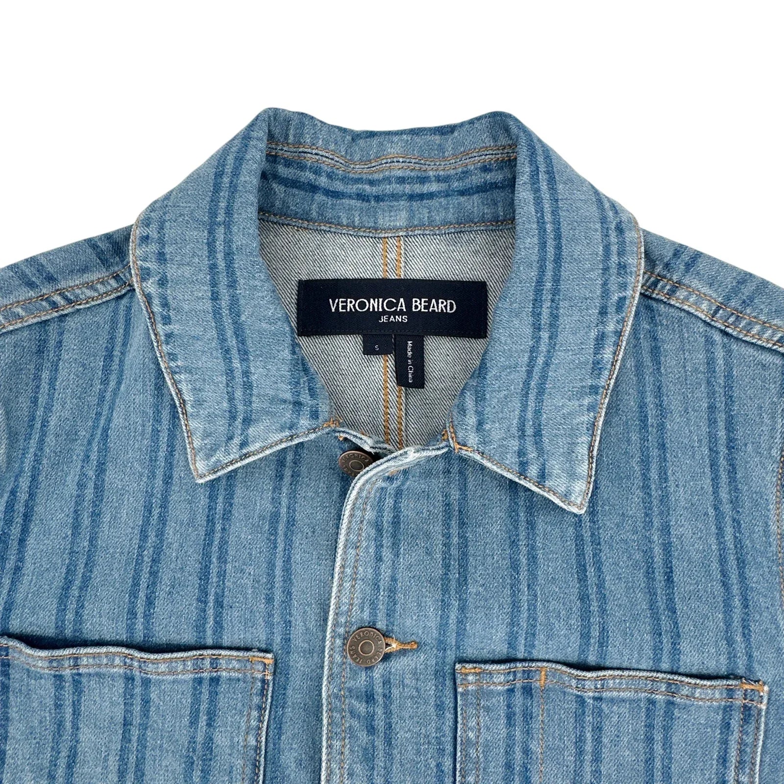 VERONICA BEARD Dahl Striped Denim Jacket S - flyKAMP