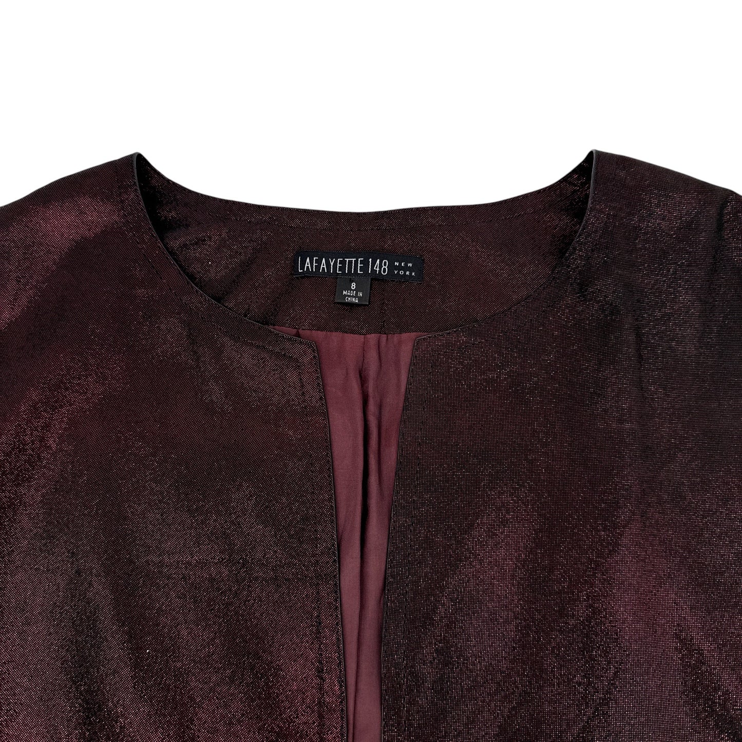 LAFAYETTE 148 New York 3/4 Sleeve Ritchie Leather Jacket in Beet 8