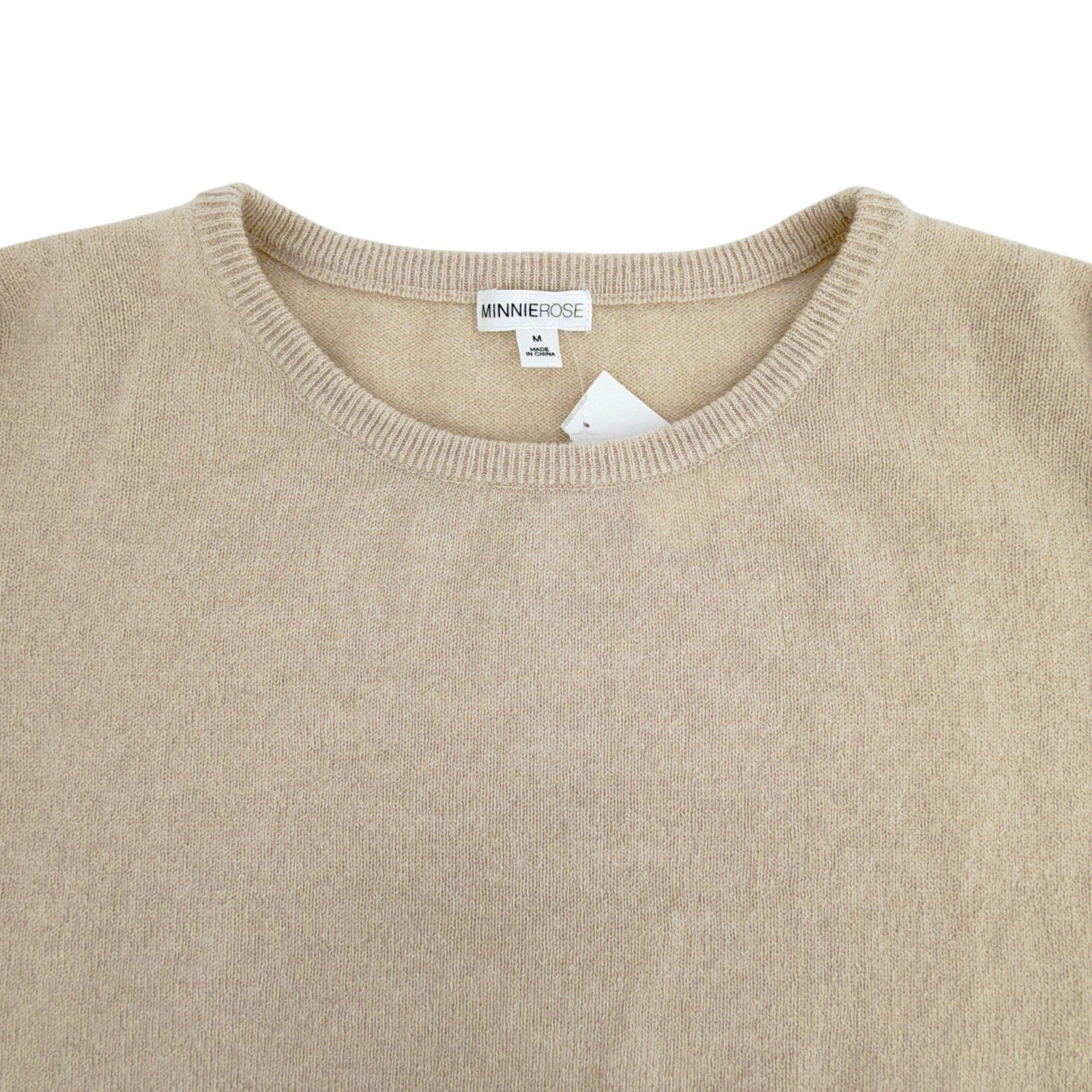 MINNIE ROSE Cashmere Cap Sleeve Knit Tee in Linen M Minnie Rose