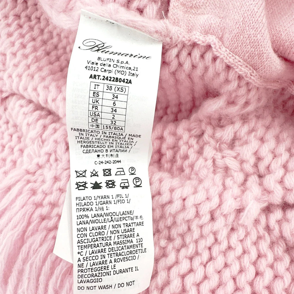 BLUMARINE Knitted Heavy Cardigan Jacket in Chalk Pink IT38|XS - flyKAMP
