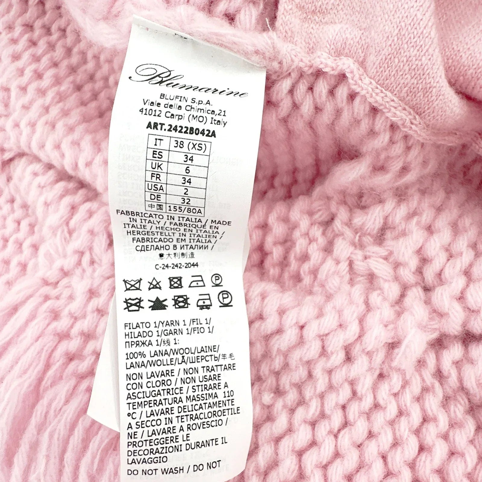 BLUMARINE Knitted Heavy Cardigan Jacket in Chalk Pink IT38|XS - flyKAMP