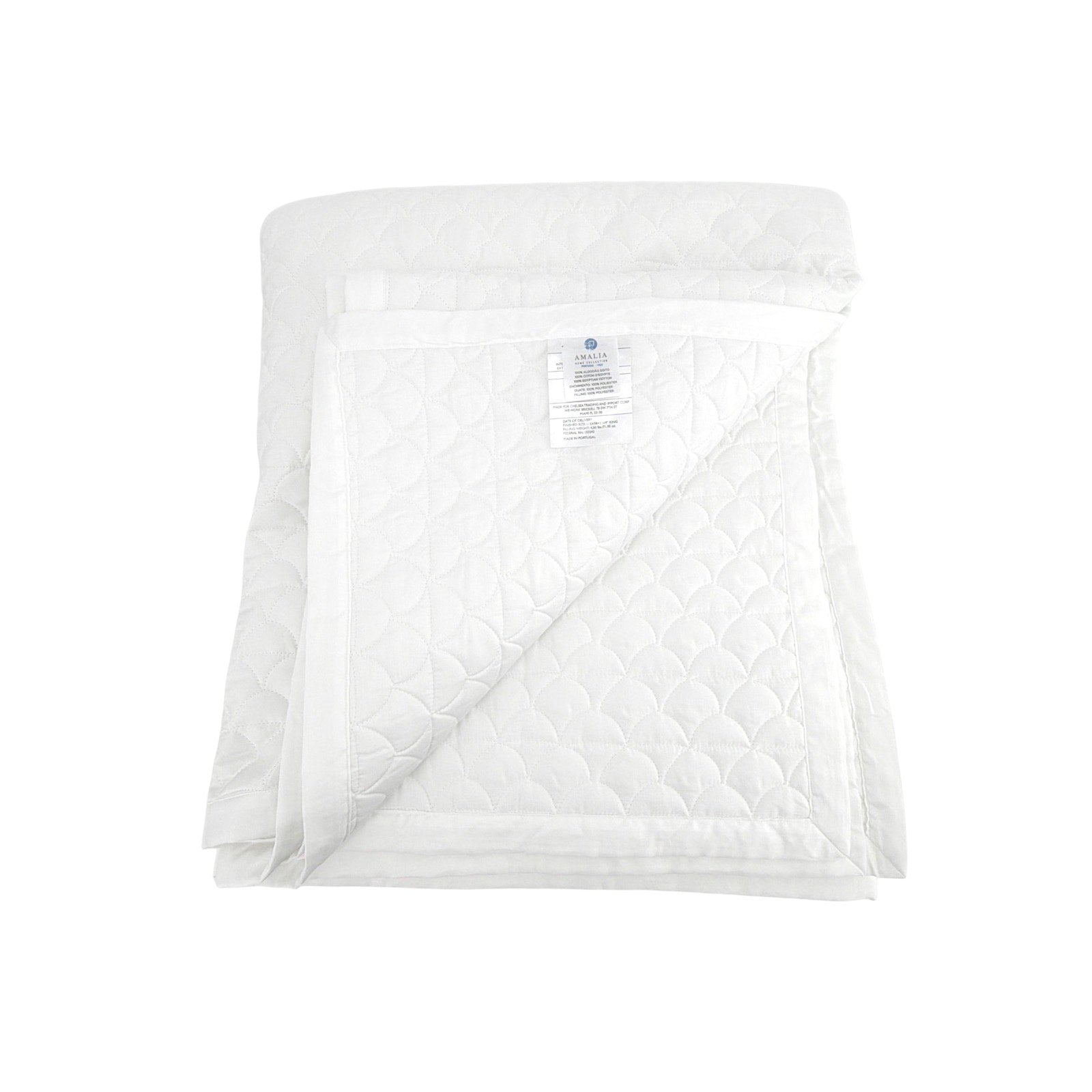 AMALIA Home Collection 430 Thread Count Quilted Coverlet King in White Amalia