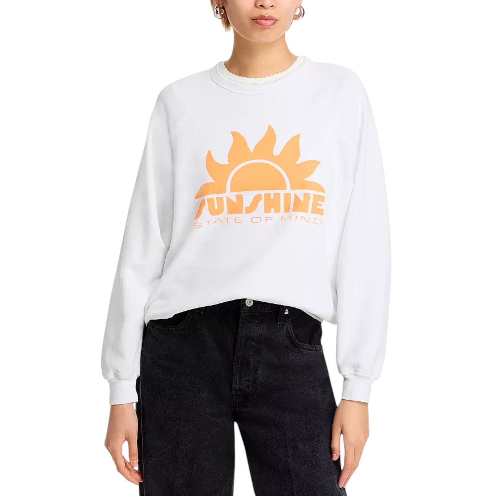MOTHER The Biggie Message Sweatshirt In Bright White Sunshine Daydream S Mother
