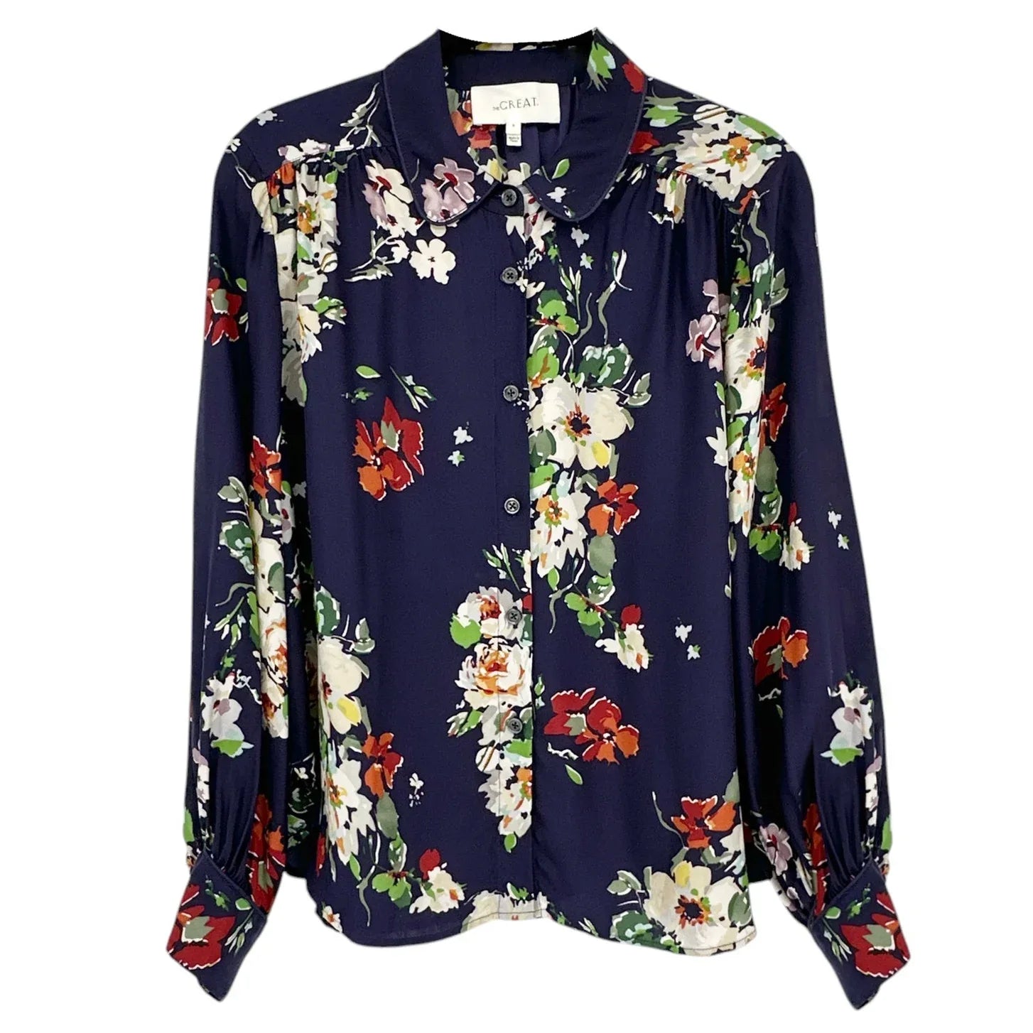THE GREAT. The Boudoir Button Up Silk Shirt 0|XS - flyKAMP