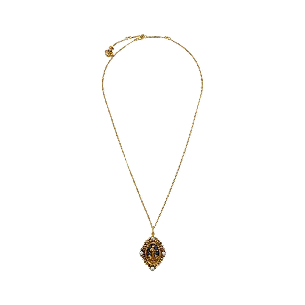 VIRGINS SAINTS & ANGELS VSA Petite Oval Cloister Lady of Fatima Charm Necklace - flyKAMP