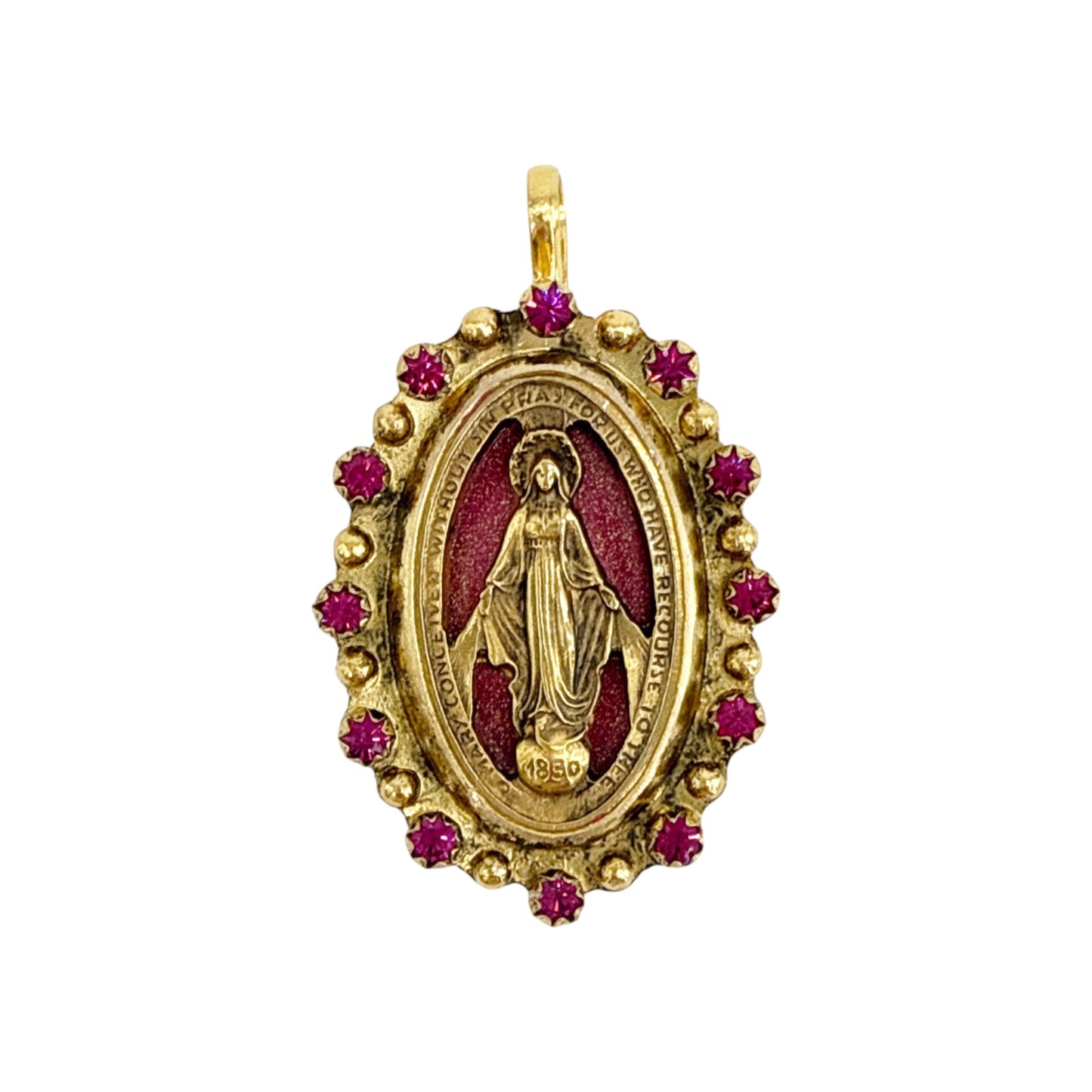 VIRGINS SAINTS & ANGELS VSA Milagrosa Medallion in Pink & Gold