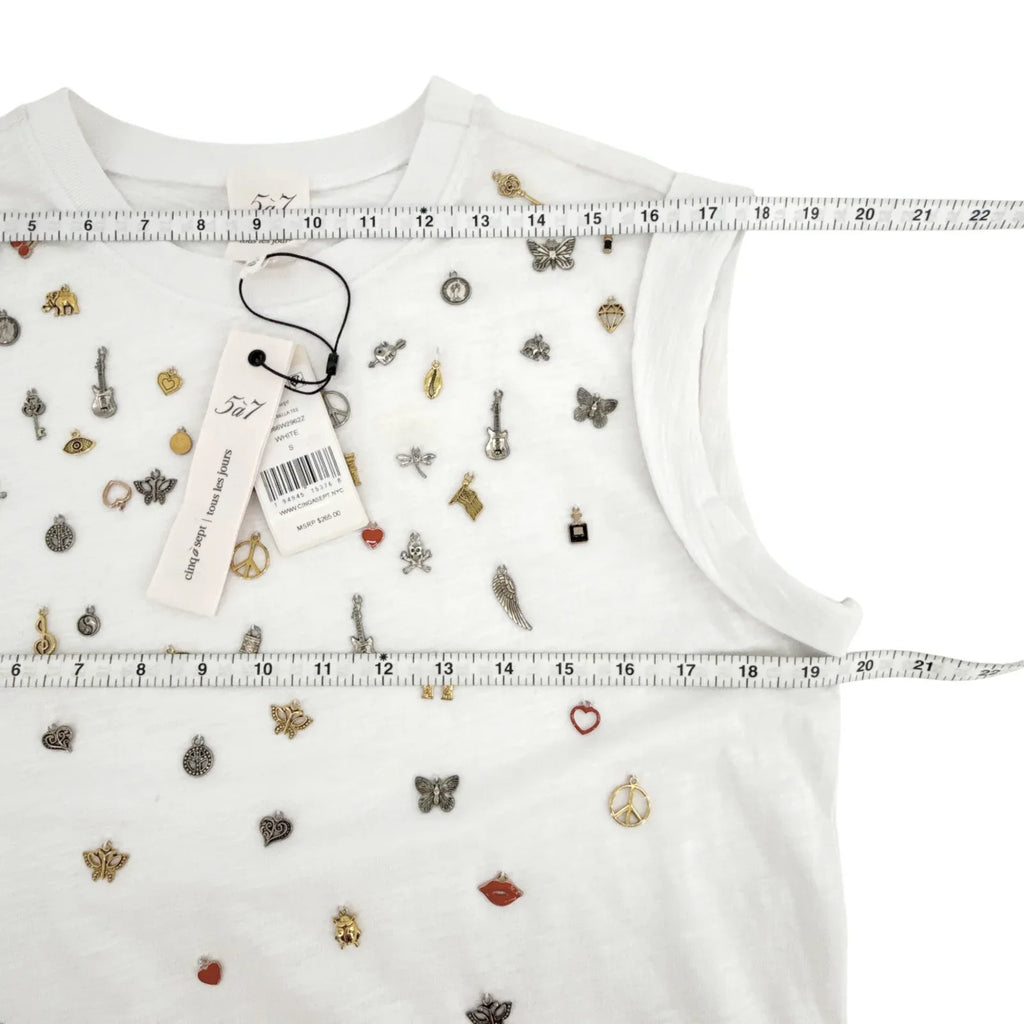 CINQ A SEPT Charm Bella Tee in White S - flyKAMP