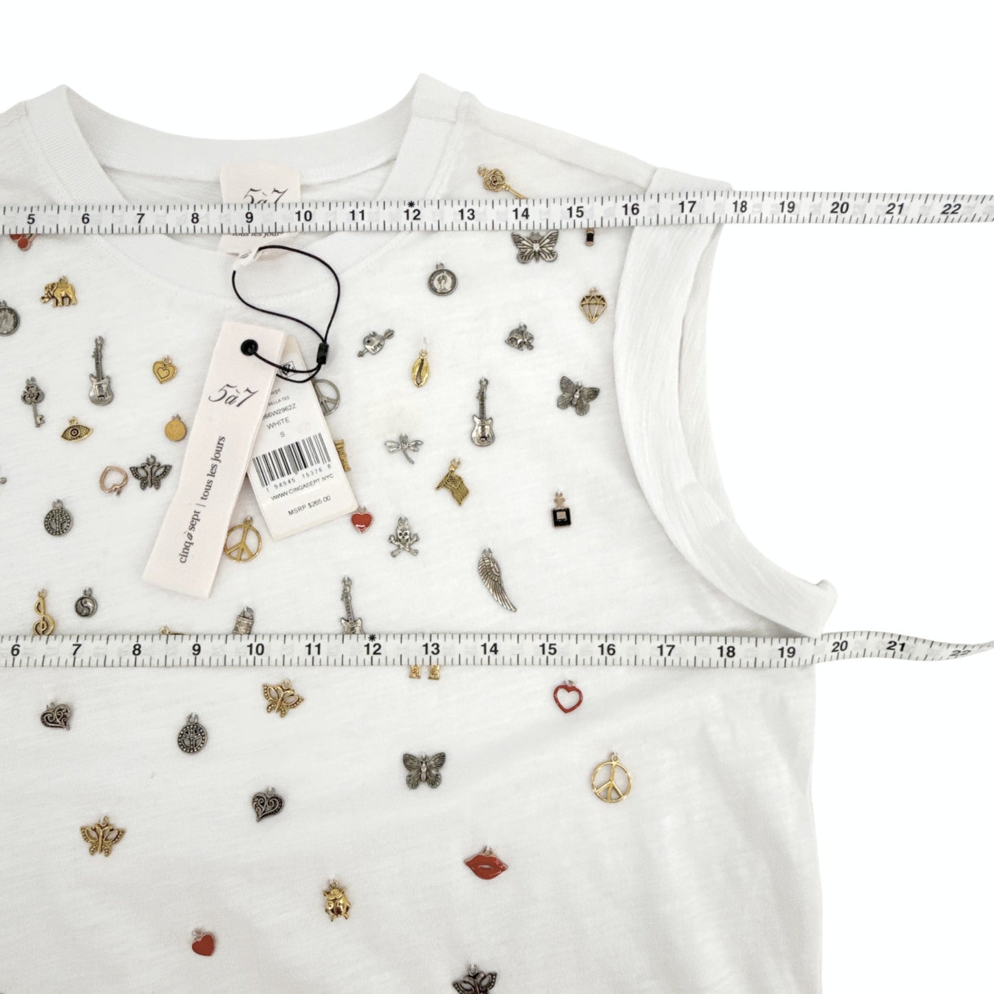 CINQ A SEPT Charm Bella Tee in White S