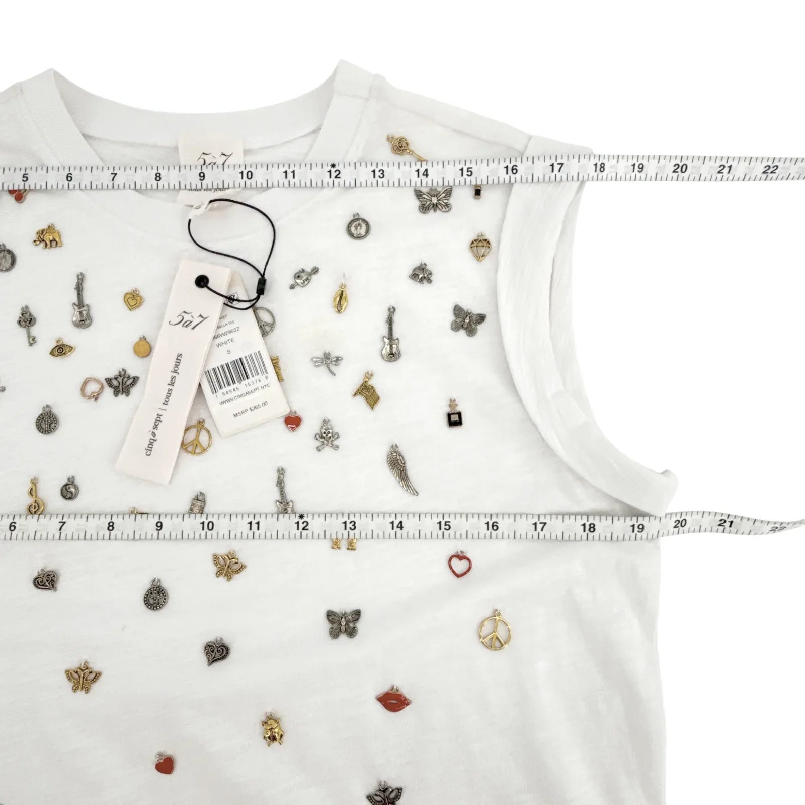 CINQ A SEPT Charm Bella Tee in White S - flyKAMP