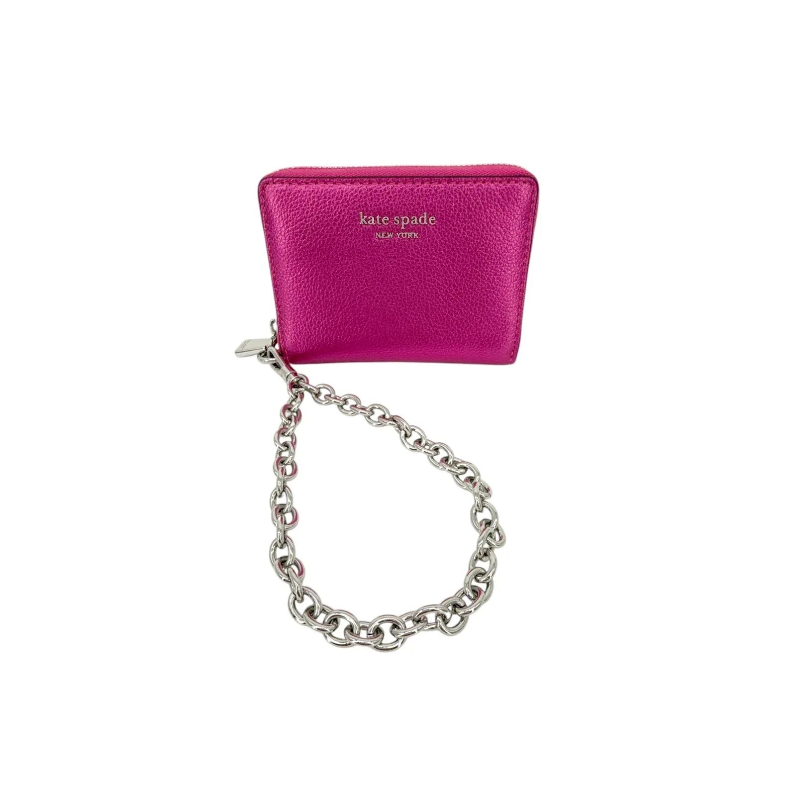 KATE SPADE New York Natasha Metallic Leather Chain Compact Wristlet Bikini Pink - flyKAMP