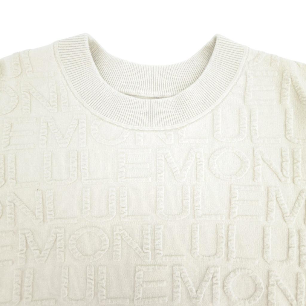 LULULEMON Cotton Blend Jacquard Crewneck Sweater in Light Ivory S Lululemon