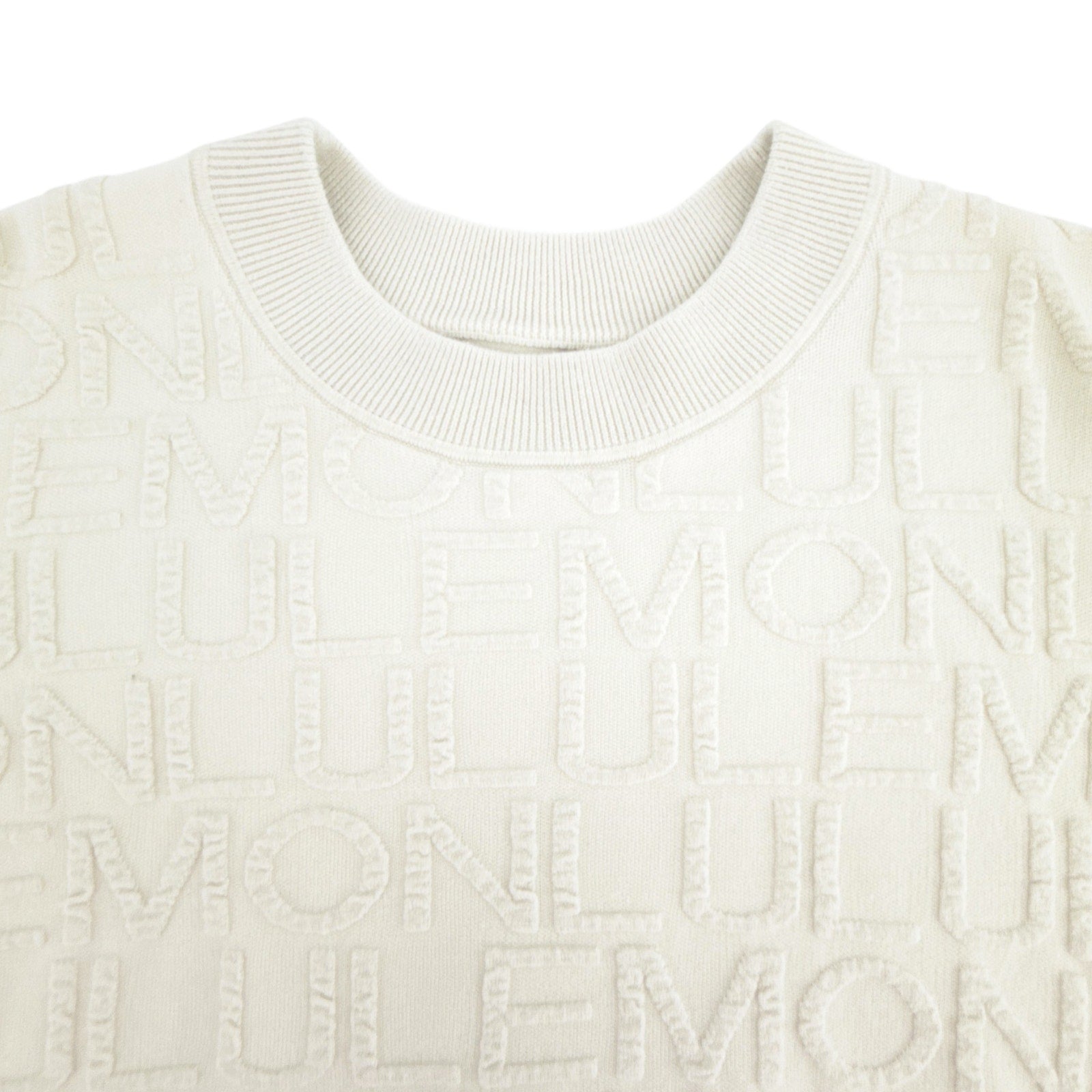 LULULEMON Cotton Blend Jacquard Crewneck Sweater in Light Ivory S Lululemon