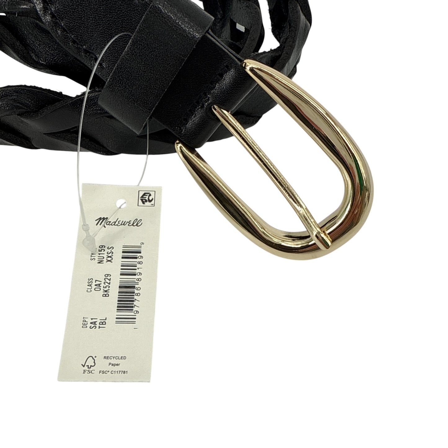 MADEWELL Braided Belt in True Black XXS-S