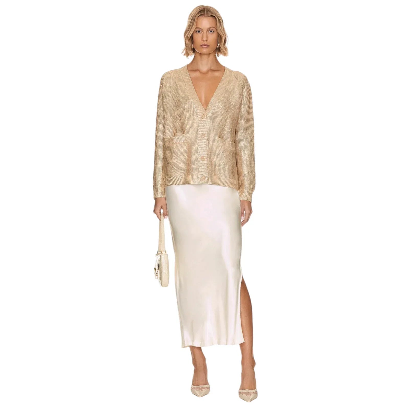 THE GREAT. The Varsity Cardigan Gold Shimmer 0|XS - flyKAMP