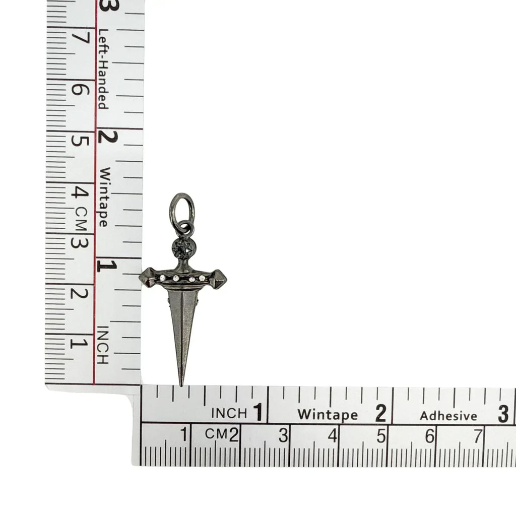 VIRGINS SAINTS & ANGELS VSA Dagger Cross Charm in Gunmetal - flyKAMP