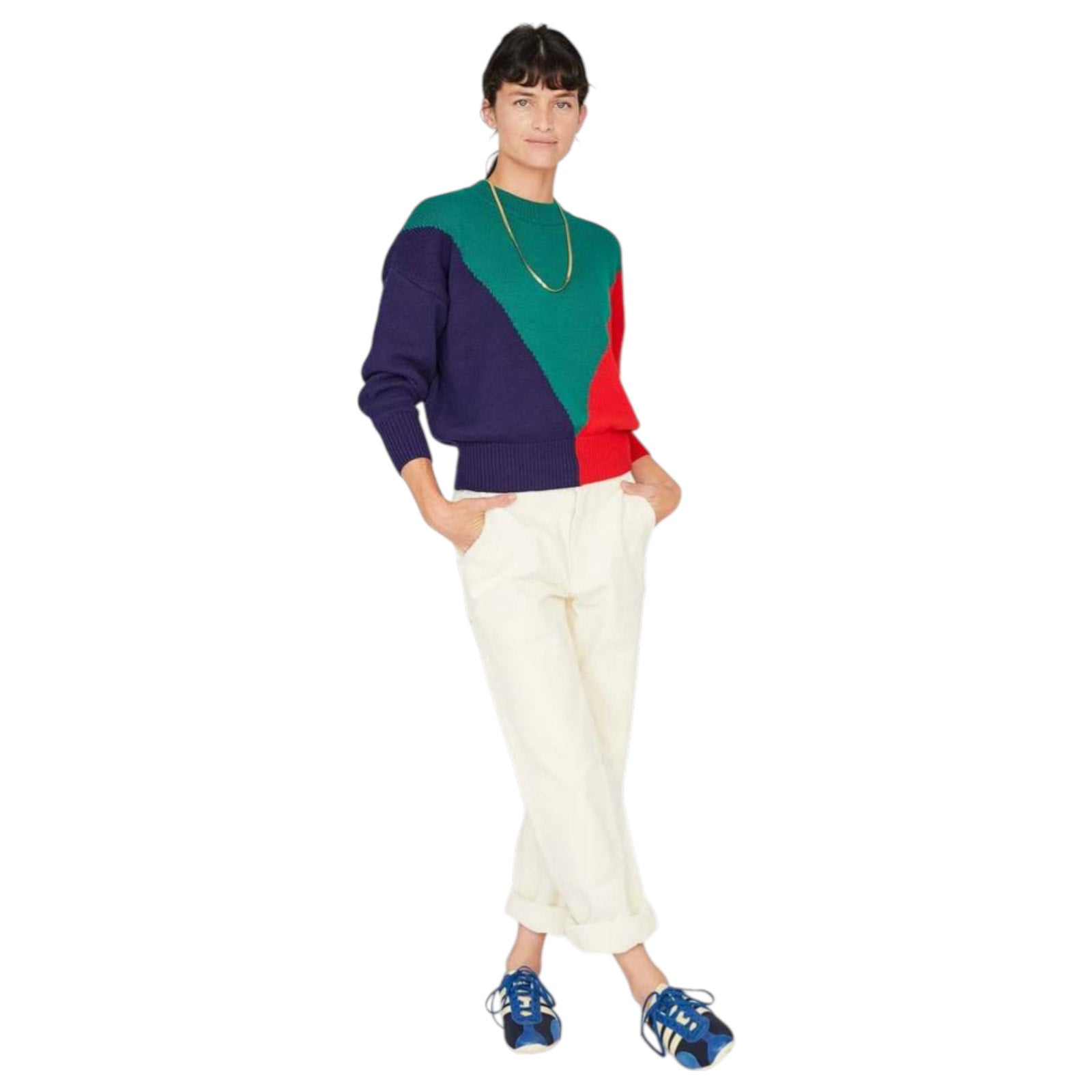 CLARE V. Colorblock Drop Shoulder Sweater S Clare V.