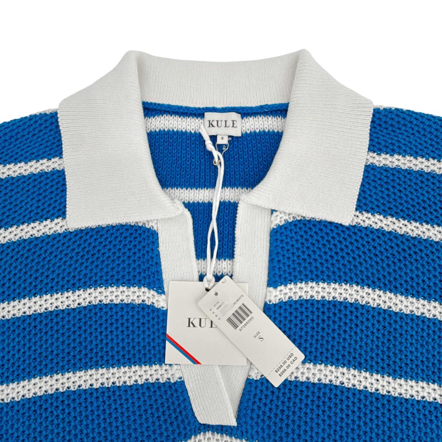 KULE The Fjord Knit Polo in Royal Blue & White S