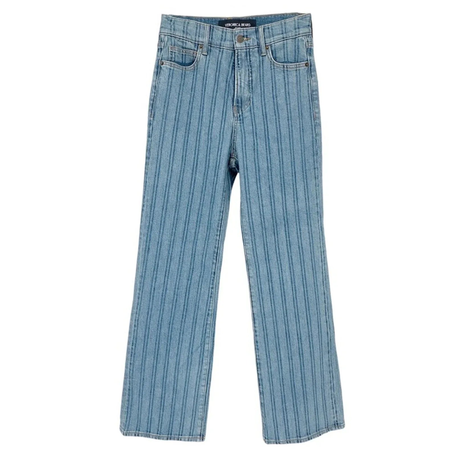 VERONICA BEARD Crosbie Striped Loafer Length Wide Leg Jean 26 - flyKAMP