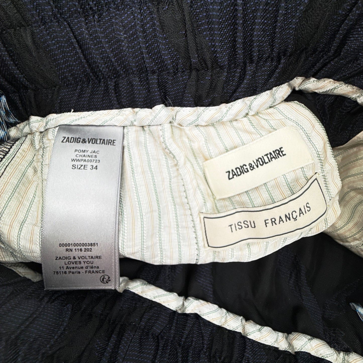 ZADIG & VOLTAIRE Pomy Jacquard Chain Print Pants In Encre FR34|XS