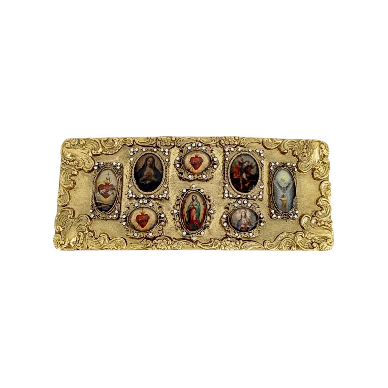 VIRGINS SAINTS & ANGELS VSA Retablo Framed Buckle in Gold Virgins Saints & Angels