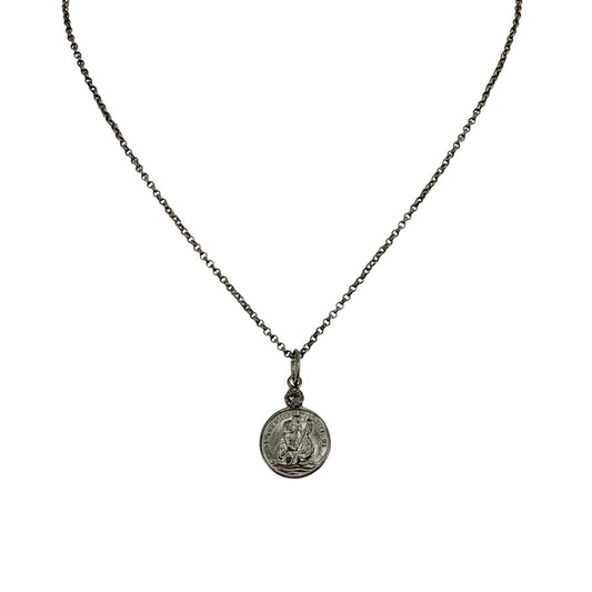 VIRGINS SAINTS & ANGELS VSA Saint Christopher Charm SS Necklace in Gunmetal