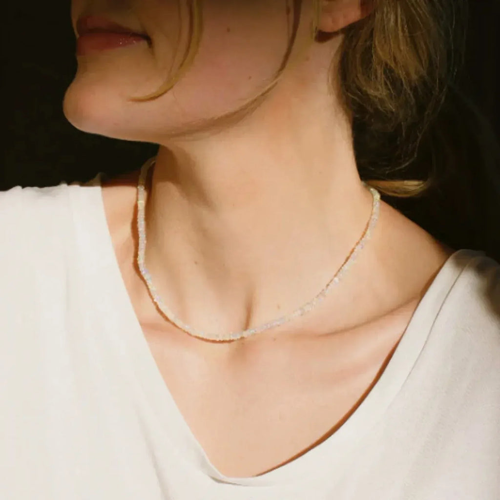 THE SILVER WREN Ethiopian Opal Beaded Necklace - flyKAMP