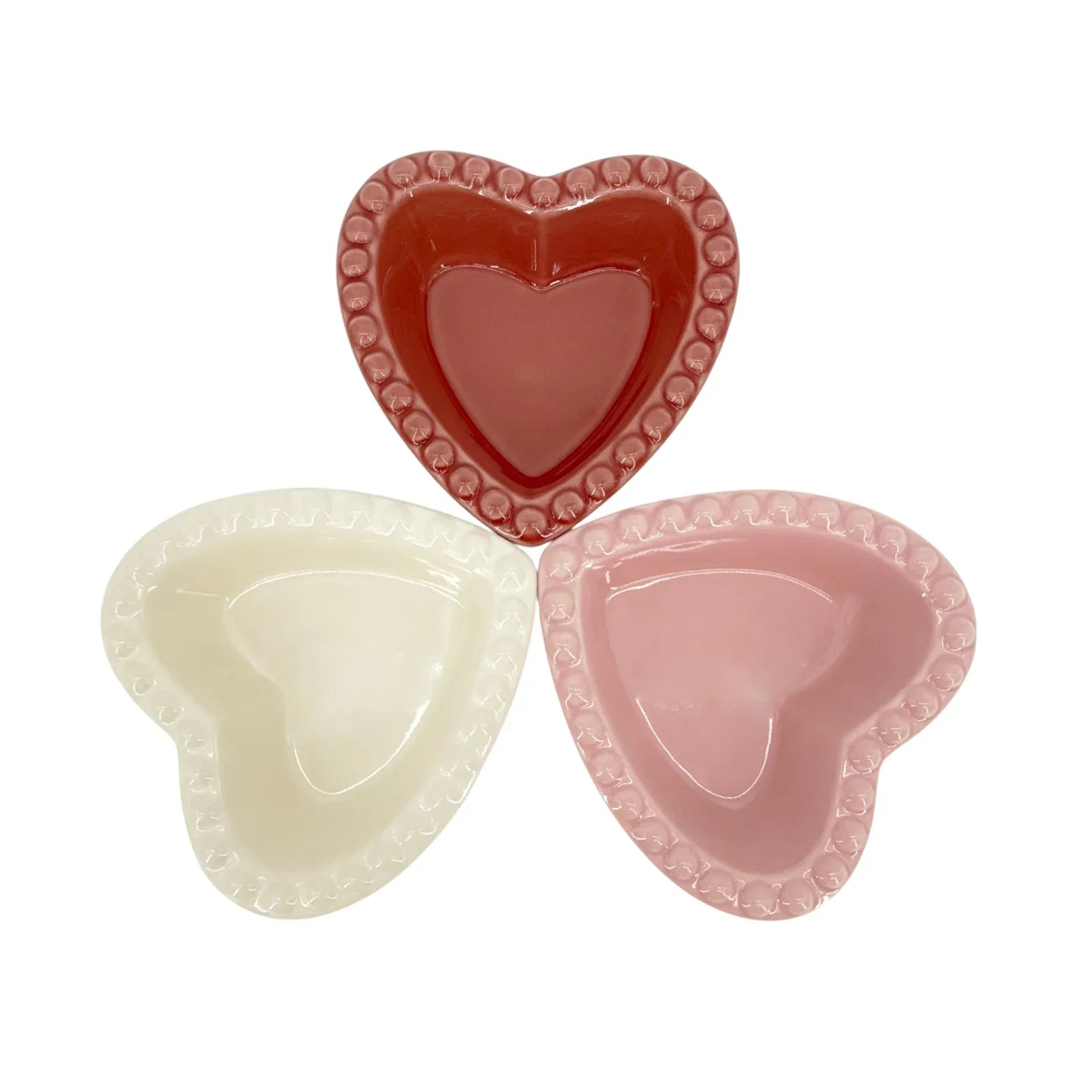 WILLIAMS-SONOMA Beaded Heart Shaped Ramekins Set of 3 - flyKAMP