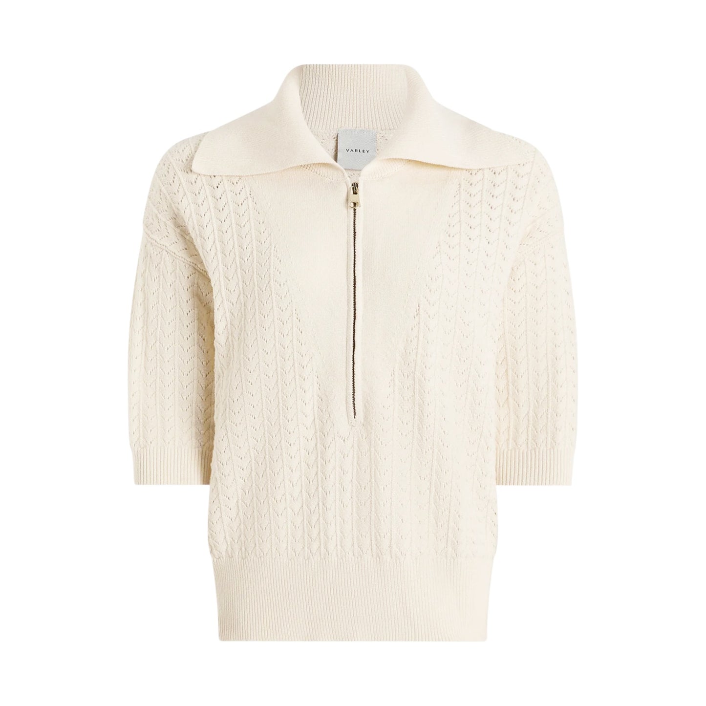 VARLEY Arney Half-Zip Polo Sweater in Egret S