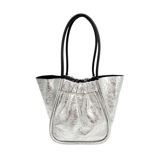 PROENZA SCHOULER Large Ruched Tote in Metallic Crinkled Leather