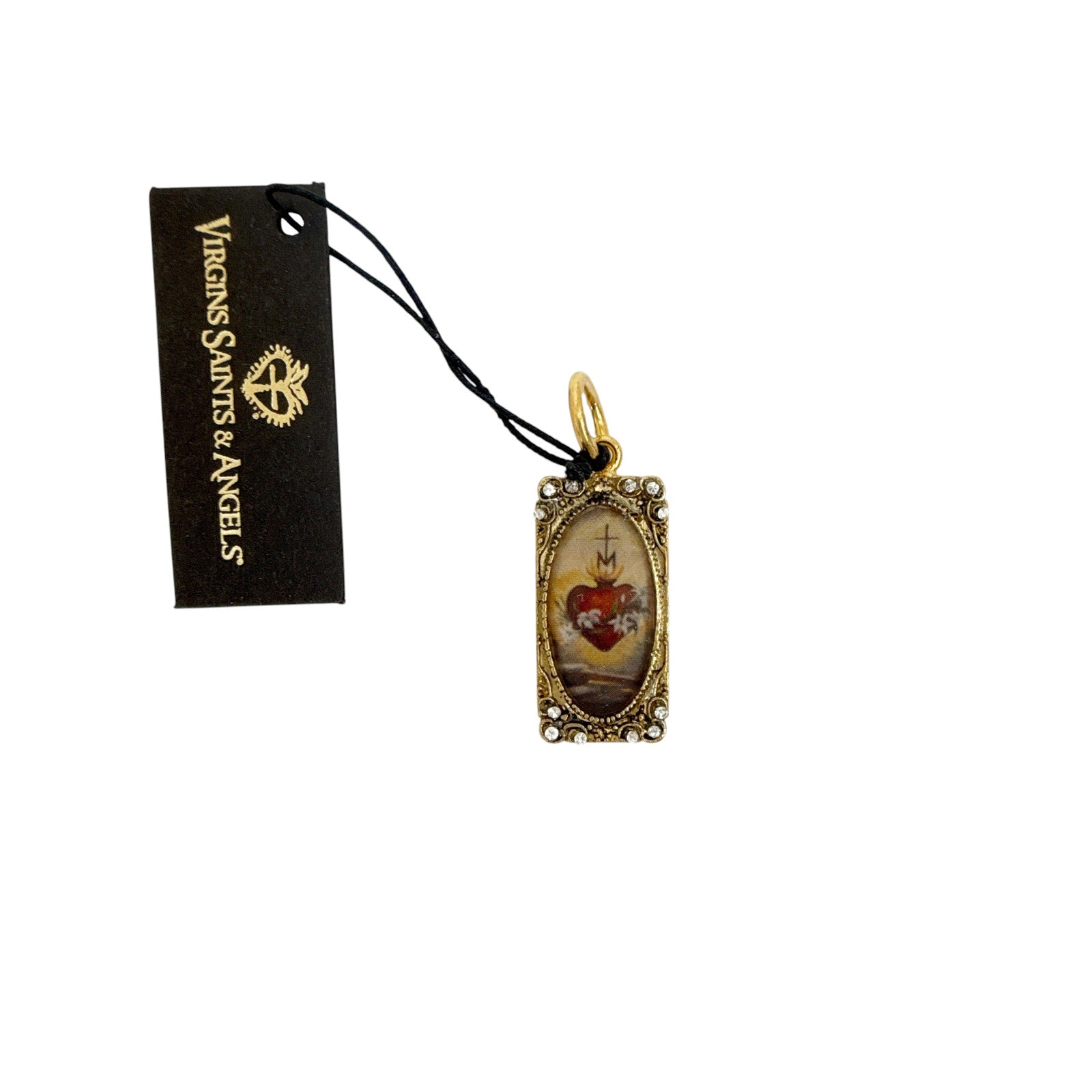 VIRGINS SAINTS & ANGELS VSA Retablo Rectangular Framed Charm in Gold Virgins Saints & Angels