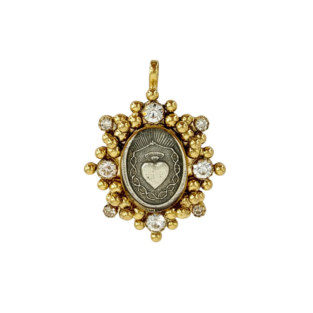 VIRGINS SAINTS & ANGELS VSA Oval Cloister Sacred Heart Medallion in Gold - flyKAMP