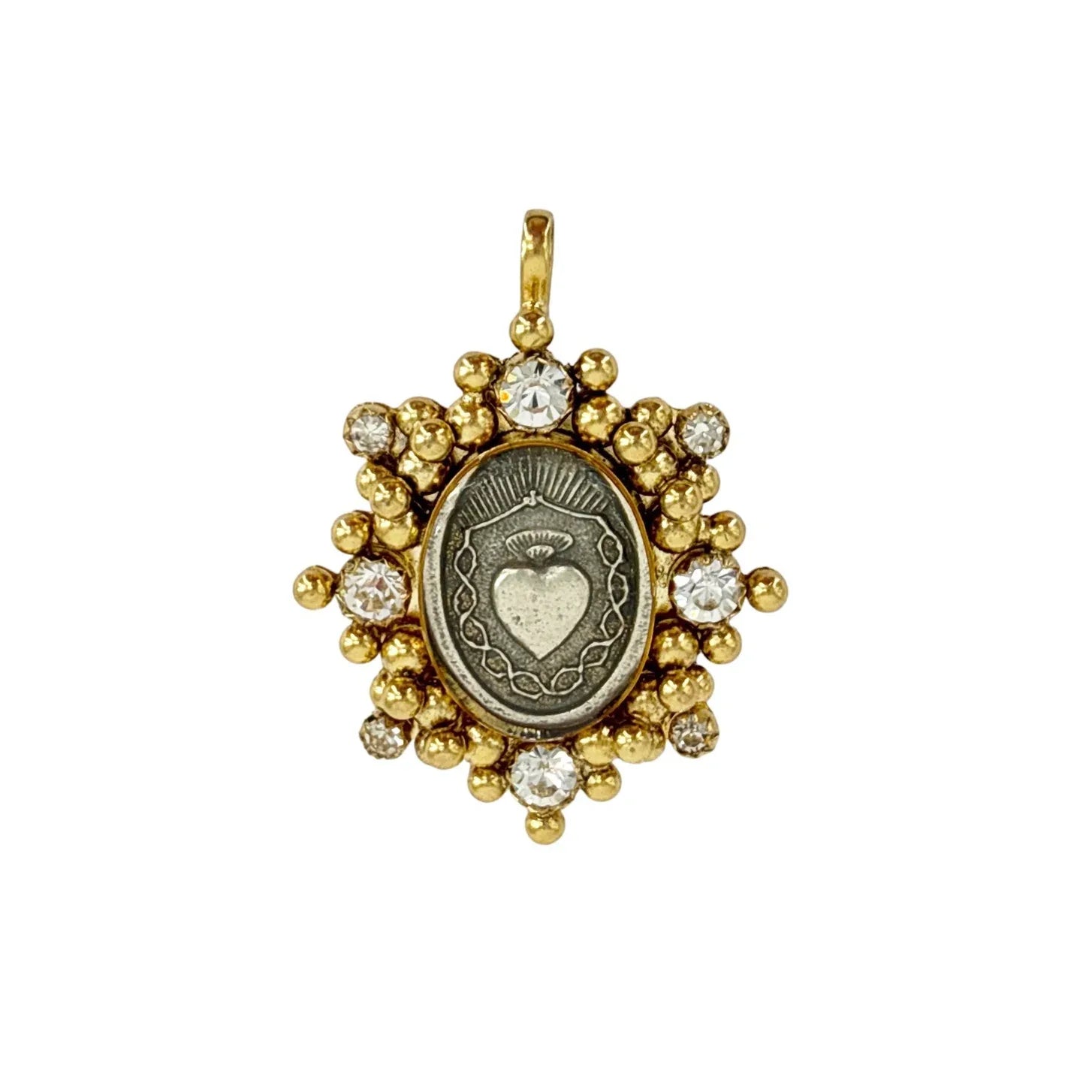 VIRGINS SAINTS & ANGELS VSA Oval Cloister Sacred Heart Medallion in Gold - flyKAMP