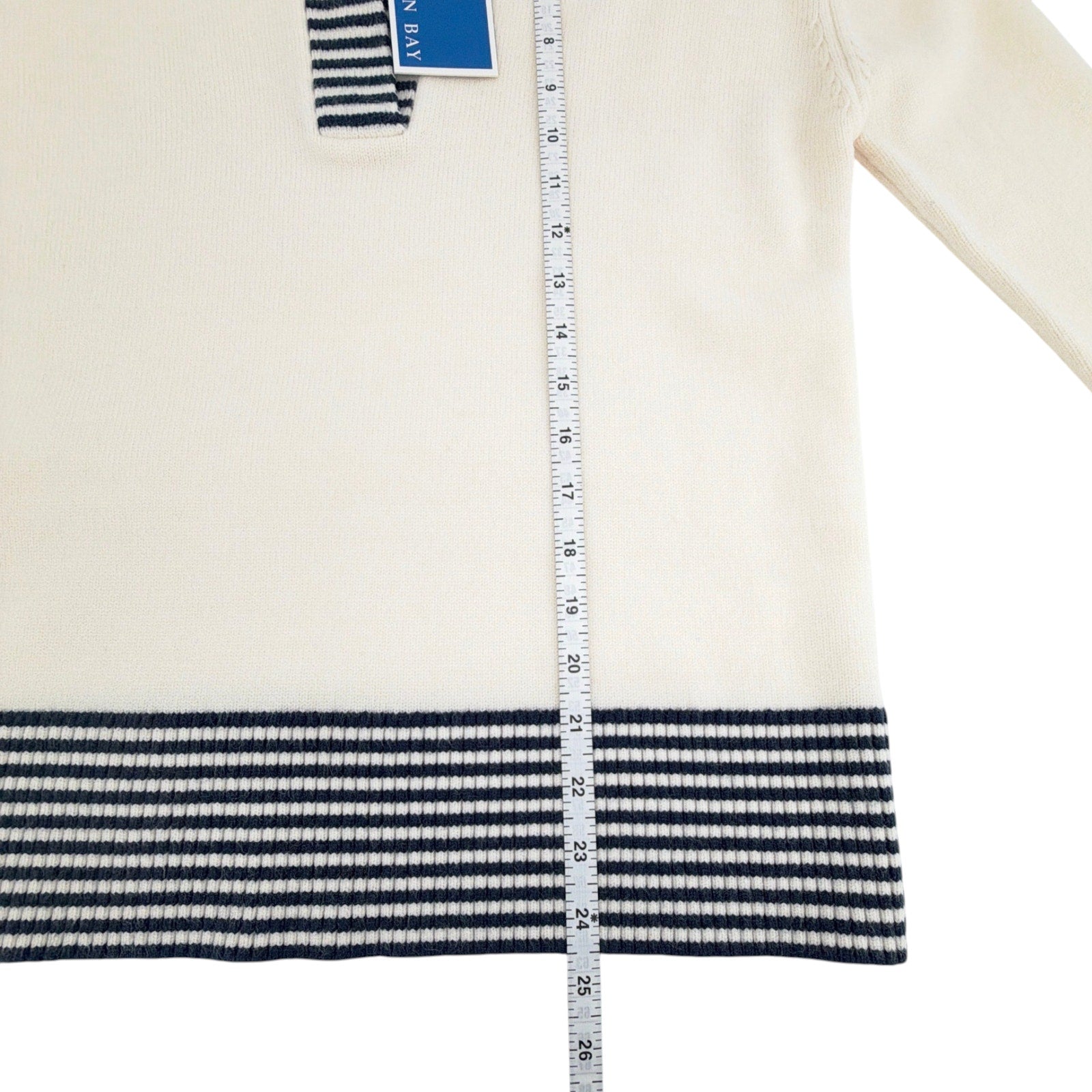 ADDISON BAY Carlyle Rugby Sweater in Cream & Navy XS Addison Bay