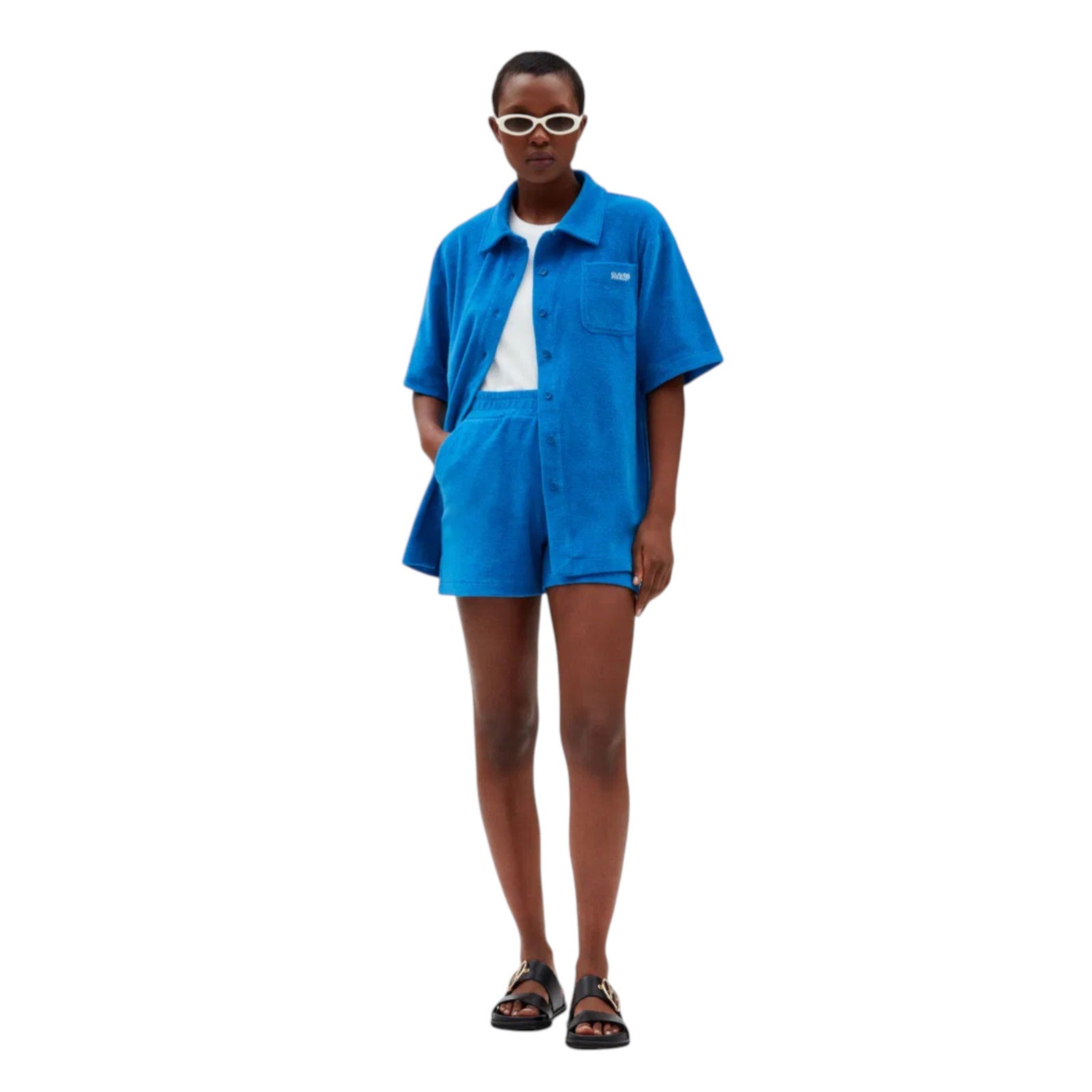 CLAUDIE PIERLOT Terry Short in Santorini Blue 3|L Claudie Pierlot