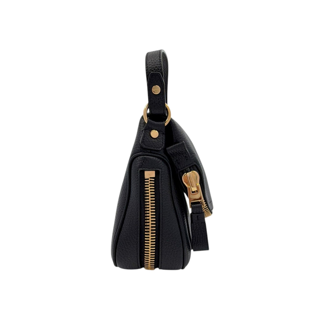 TOM FORD Jennifer Medium Double Strap Bag in Black Grained Leather Tom Ford