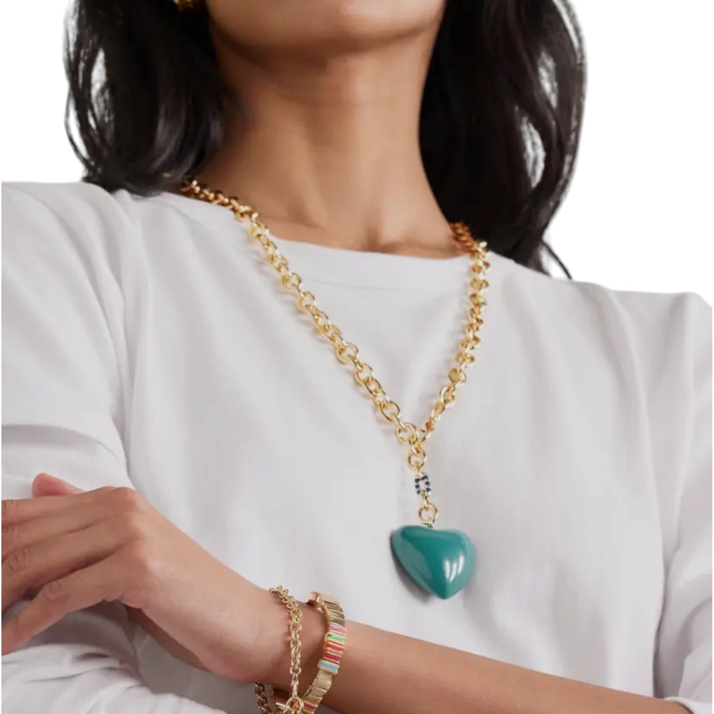 ROXANNE ASSOULIN The Big Puffy Heart Charm Necklace in Forest Roxanne Assoulin