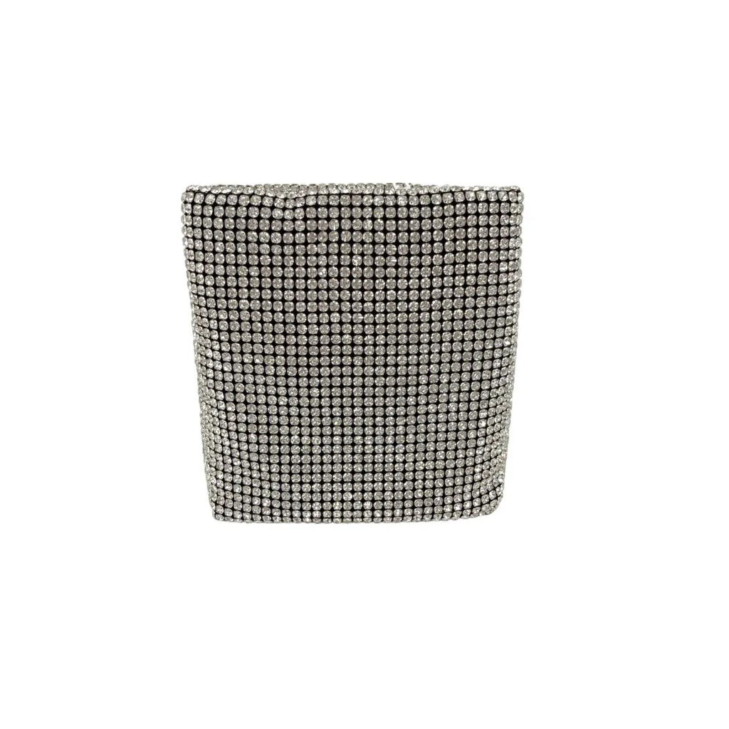 TORY BURCH Night Owl Crystal Embellished Mini Tote in Silver - flyKAMP