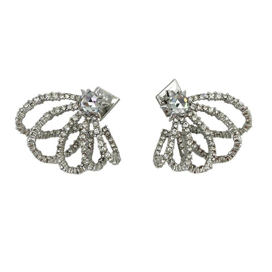 ALEXIS BITTAR Crystal Lace Orbit Stud Earrings in Silver