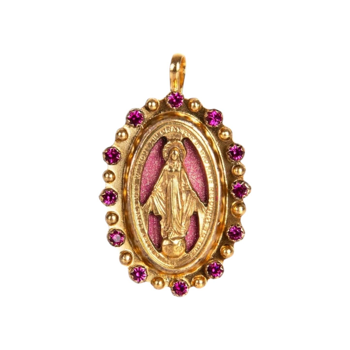 VIRGINS SAINTS & ANGELS VSA Milagrosa Medallion in Pink & Gold