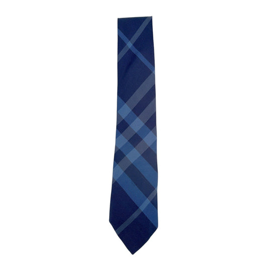 BURBERRY Manston Exploded Check Silk Tie in Dark Blue