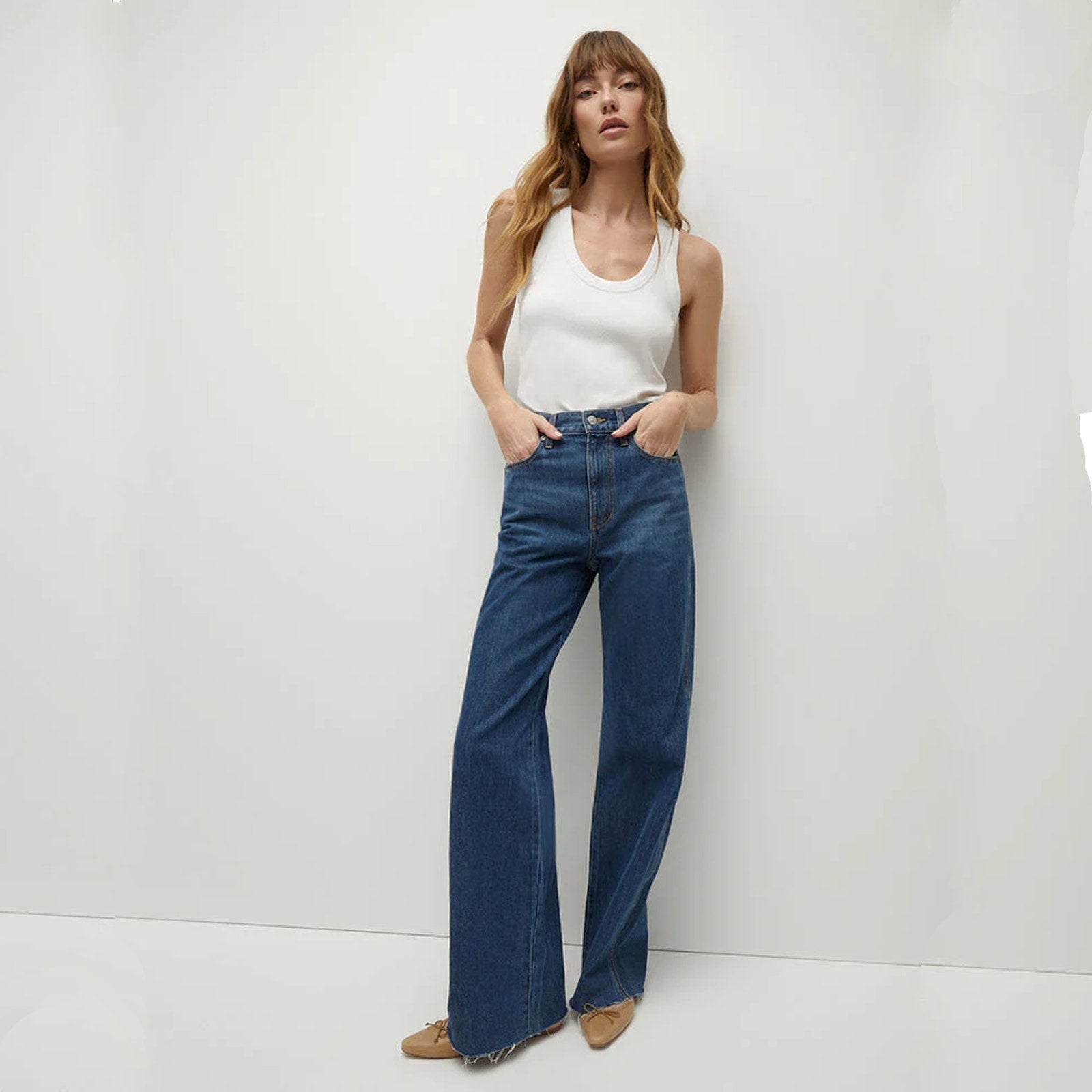 VERONICA BEARD Taylor Relaxed Wide Leg High Rise in Bright Blue 24 Veronica Beard