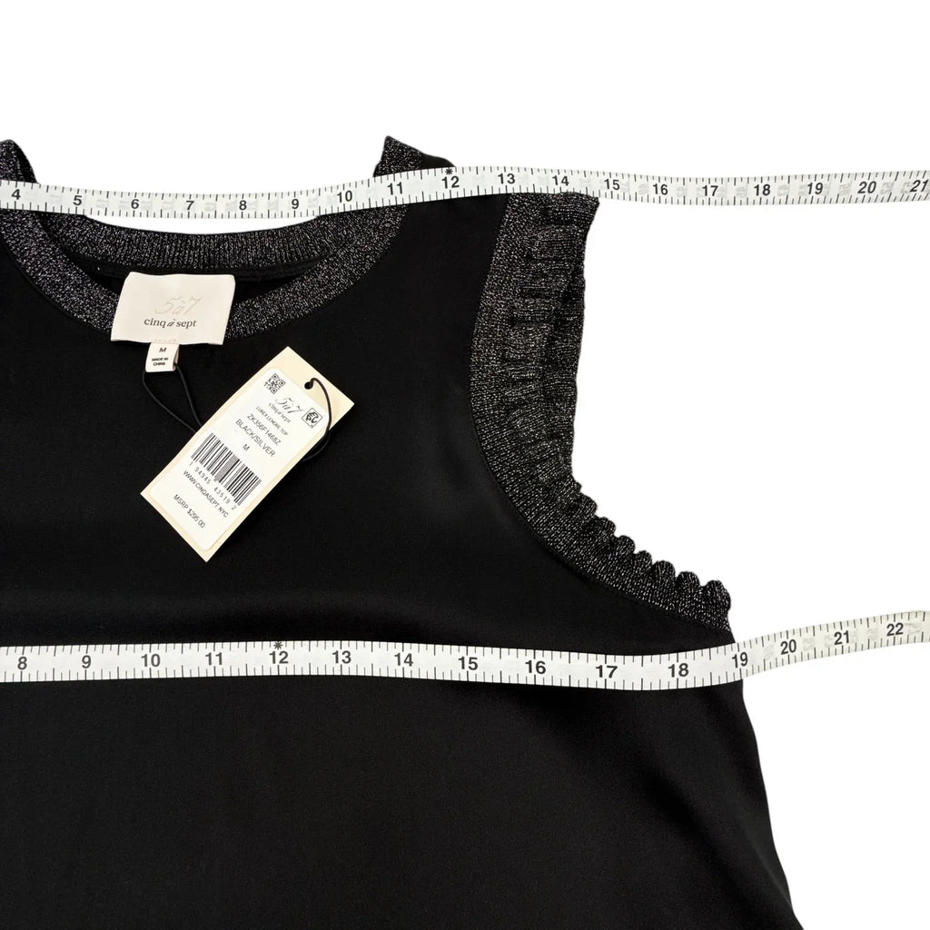CINQ a SEPT Lurex Lenore Top in Black & Silver M - flyKAMP