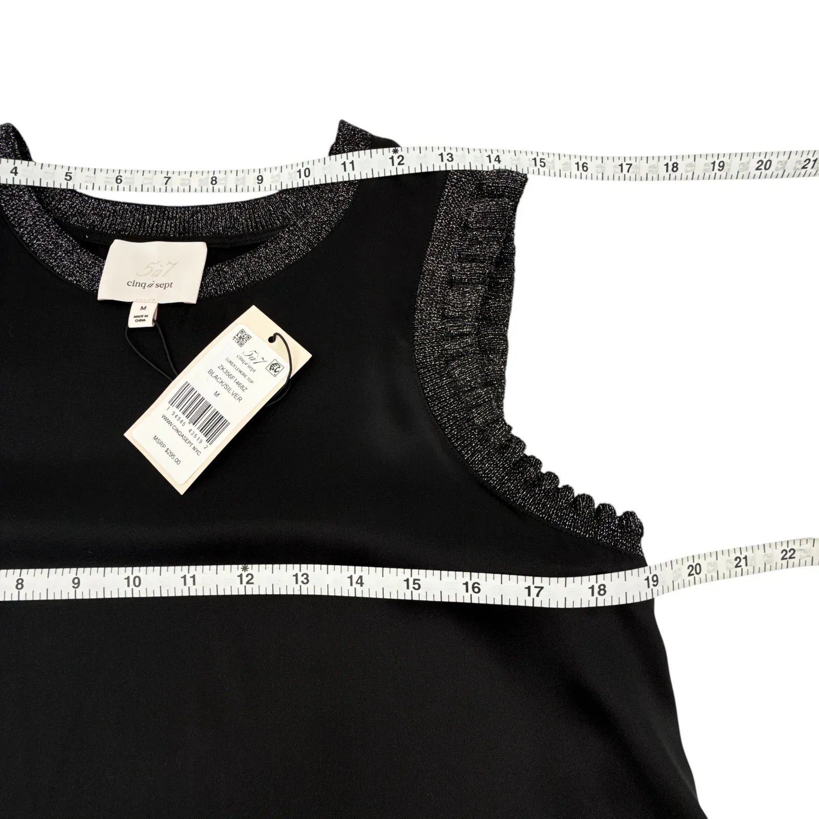 CINQ a SEPT Lurex Lenore Top in Black & Silver M - flyKAMP